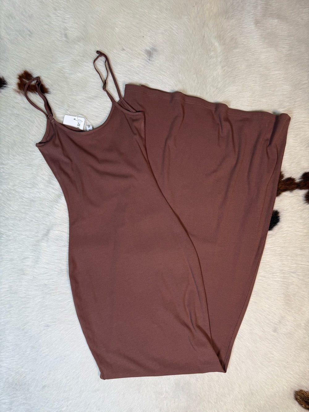 NWT Reoria Brown Ribbed Bodycon Maxi Dress – small